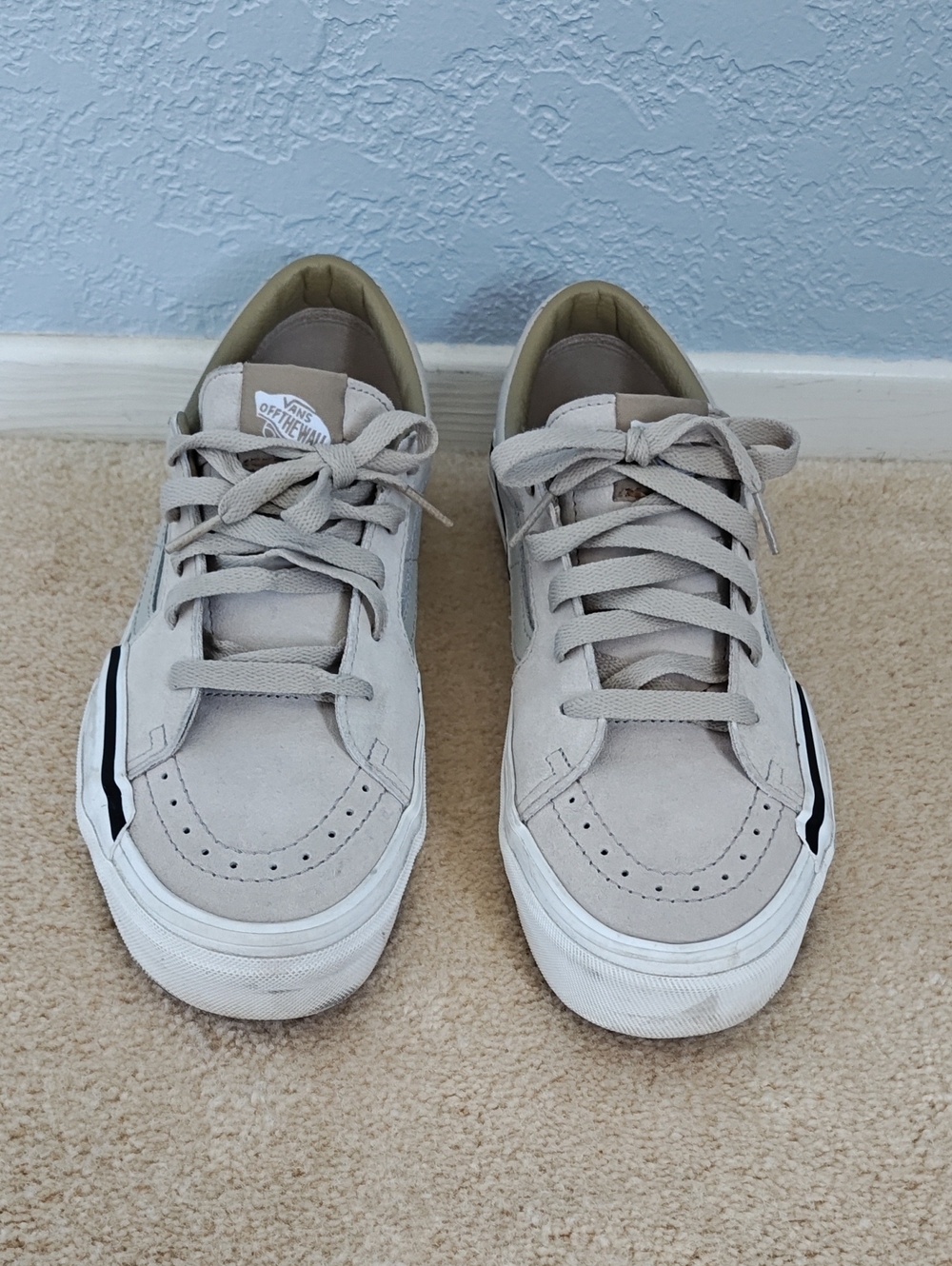 Vans Men’s Low-Top Suede Sneakers in Beige with Black Accent